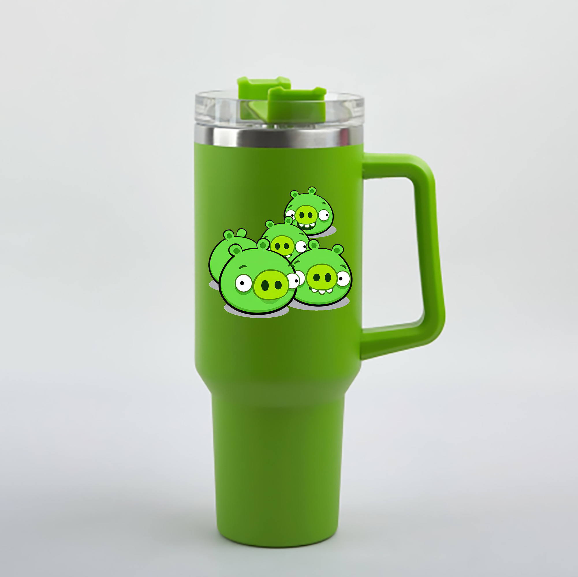 （画像用） Angry Birds アングリーバード 1200mL車用タンブラー - クリスタルステッカー（プラスチックストロー付き）